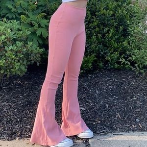 pink flare pants jeans leggings cute